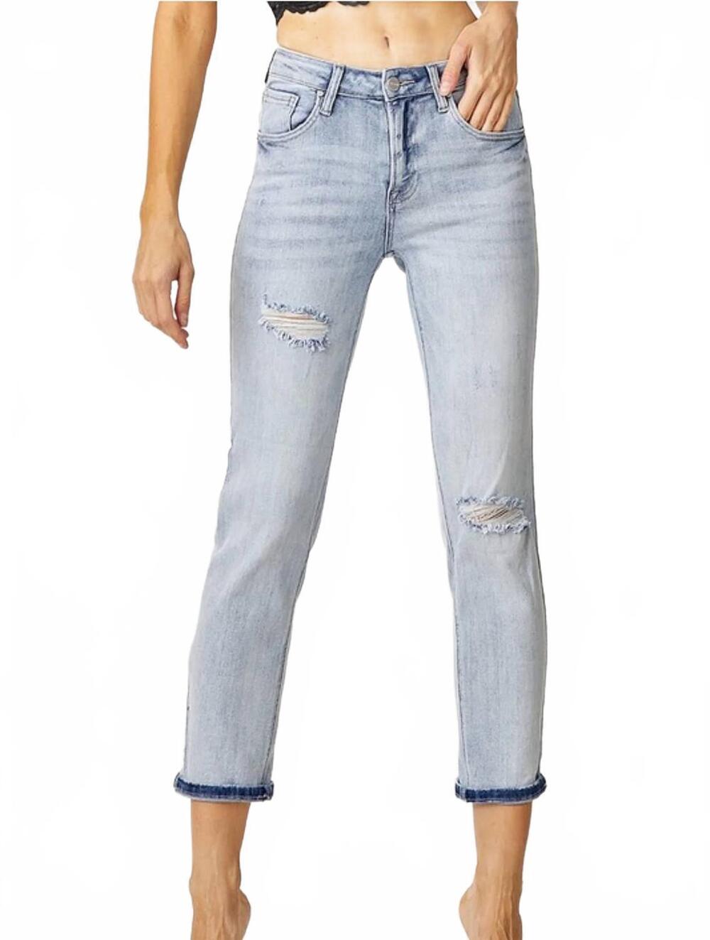 NEW RISEN mid-rise relaxed fit jeans in light wash